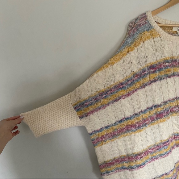 Anthropologie Entro Striped Cable Knit Poncho Sweater - Picture 8 of 8